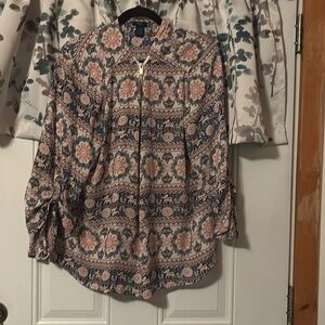 Elephant Print Zip Down Blouse